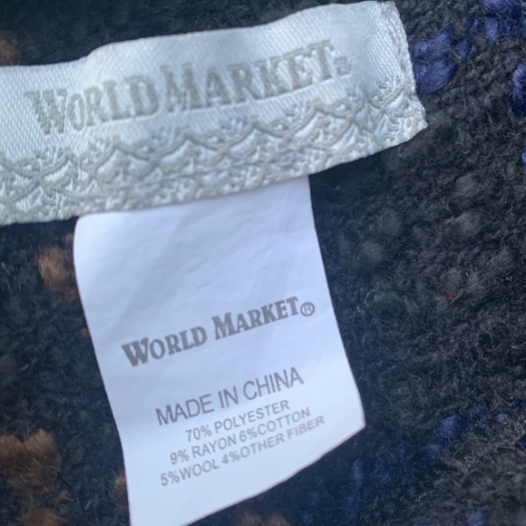 Women’s Poncho WORLD MARKET Navy Boucle Knit Cape One Size - Picture 5 of 6